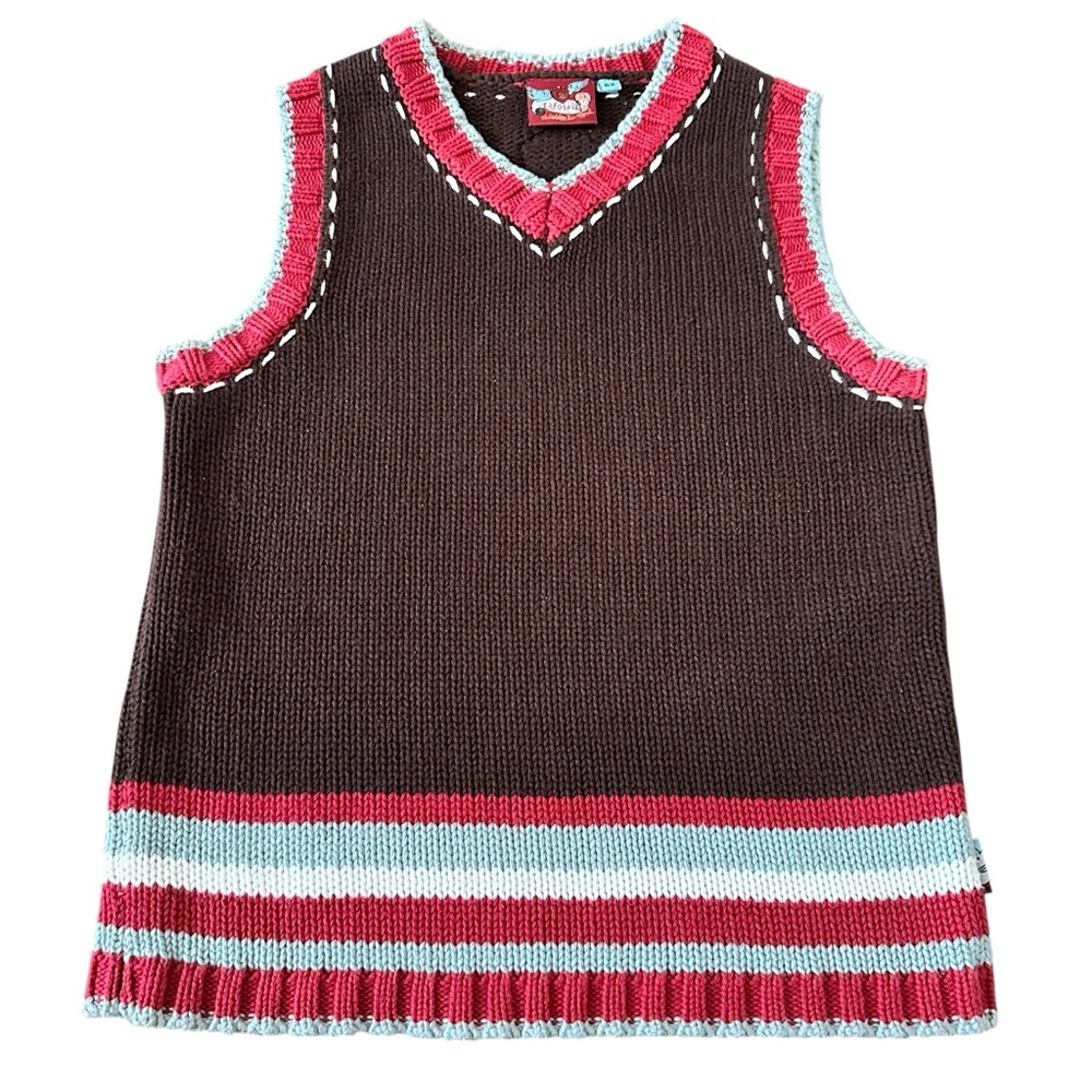 Kids Brown and Red Sleeveless Sweater Vest size 6X
